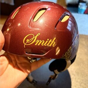 SMITH Burgundy Helmet with Gold Details